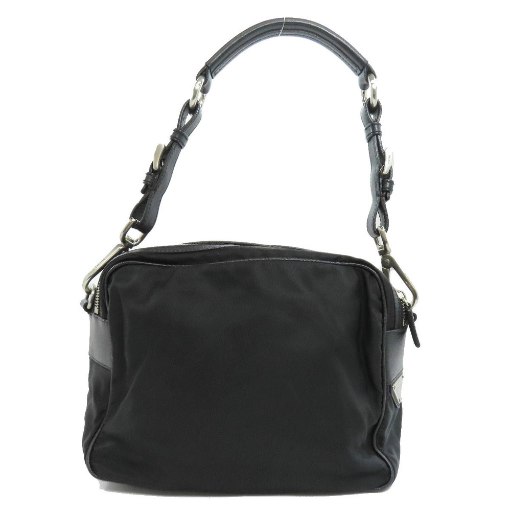 Prada bag leather construction shoulder tote strap Black